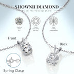 shownii Diamond Necklace Certified LAB GROWN Round Diamond Solitaire Necklaces for Women 0.5-1CT 14K Gold Plated Sterling Silver 4 Prong Solitaire Pendant Jewelry (I-J Color, SI1-VS2 Clarity)