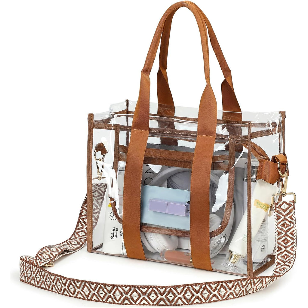 Getgto Clear Bags For Women Tote Bag, Crossbody Bag, Stadium Approved Clear Purse For Sports Events, Concert, Work & Beach