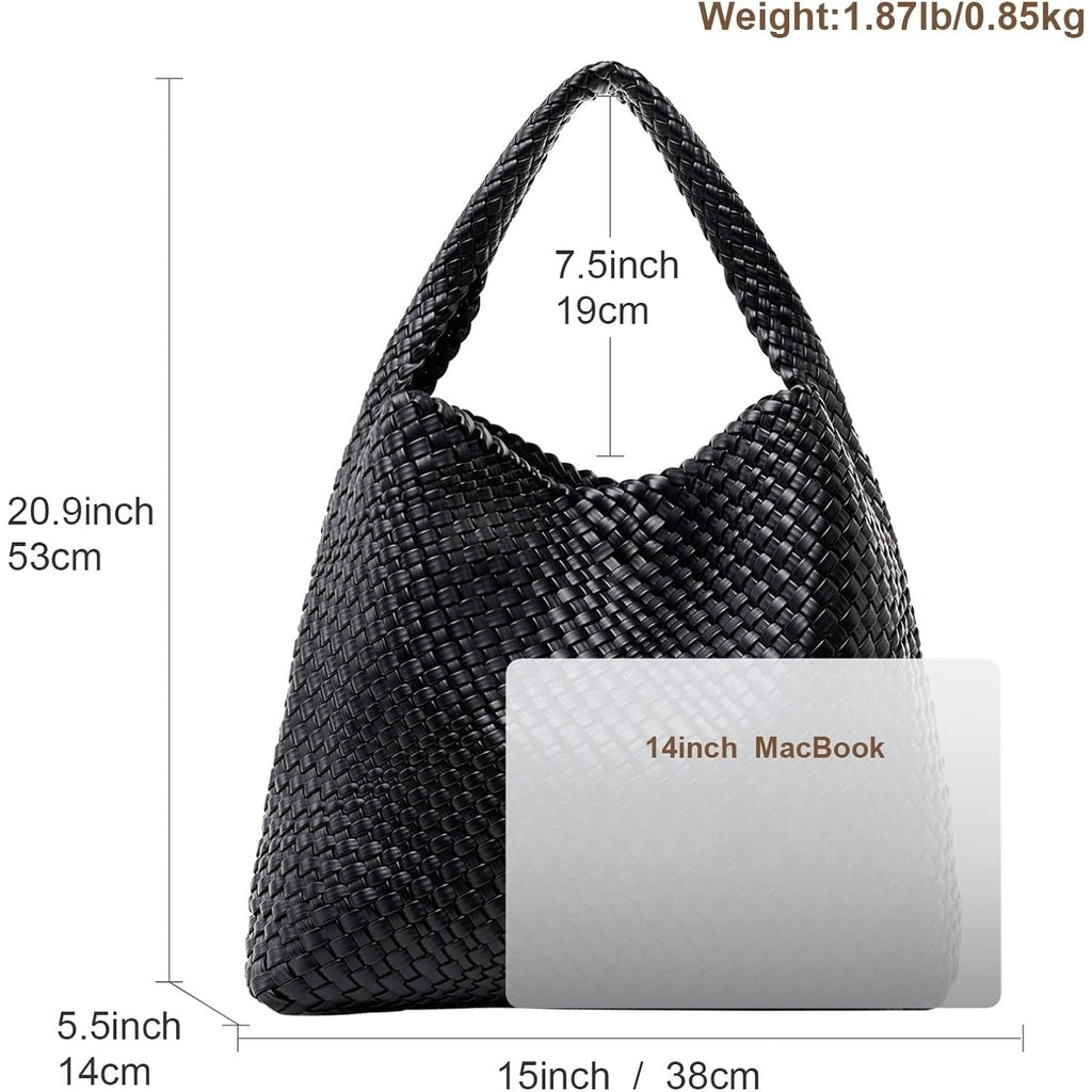 MELOLILA Large Woven Tote Bag for Women Weave Purse Woven Leather Handbag