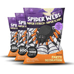 Happy Hippo Halloween Spider Web Decoration, 200 Sqare Feet & Plastic Spiders, Halloween Party Supplies, Spider Webs (Small, 200 Sq Feet) (8 Fake Spiders Included)