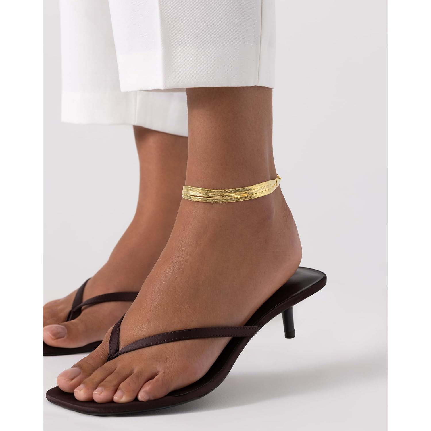 PAVOI 14K Gold Plated Chain Anklets for Women - Minimalist Link Chain Ankle Bracelet - Dainty Gold Anklets for Women - Trendy Summer Beach Jewelry Gifts - Snake, Figaro, Mariner, Paperclip, Beaded