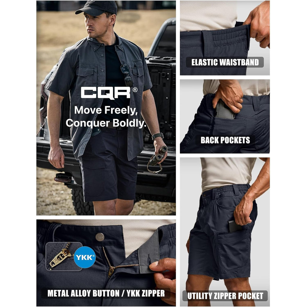 Cqr Men'S Flex Casual Cargo Shorts, Lightweight Water Resistant Golf Shorts, Stretch Tactical Work Shorts With Multi-Pocket