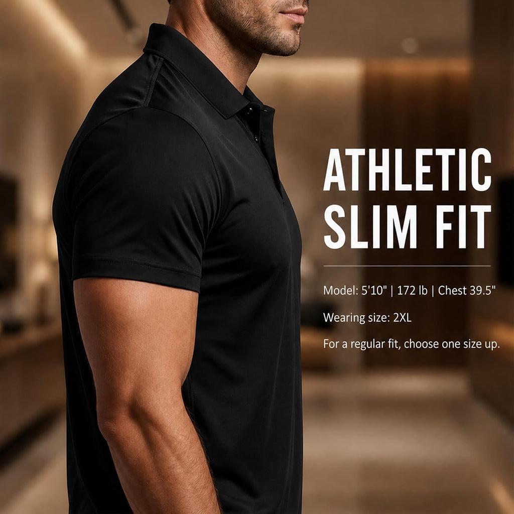 Polo Shirts For Men: Quick Dry Moisture Wicking High Elasticity Convenient Slim Fit Polo Runs Small