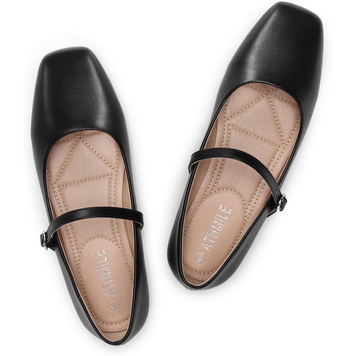 Athmile Mary Jane Shoes Women Ballet Flats Shoes For Women Slip On Comfortable Dressy Adjustable Strap For Work Office Business Casual