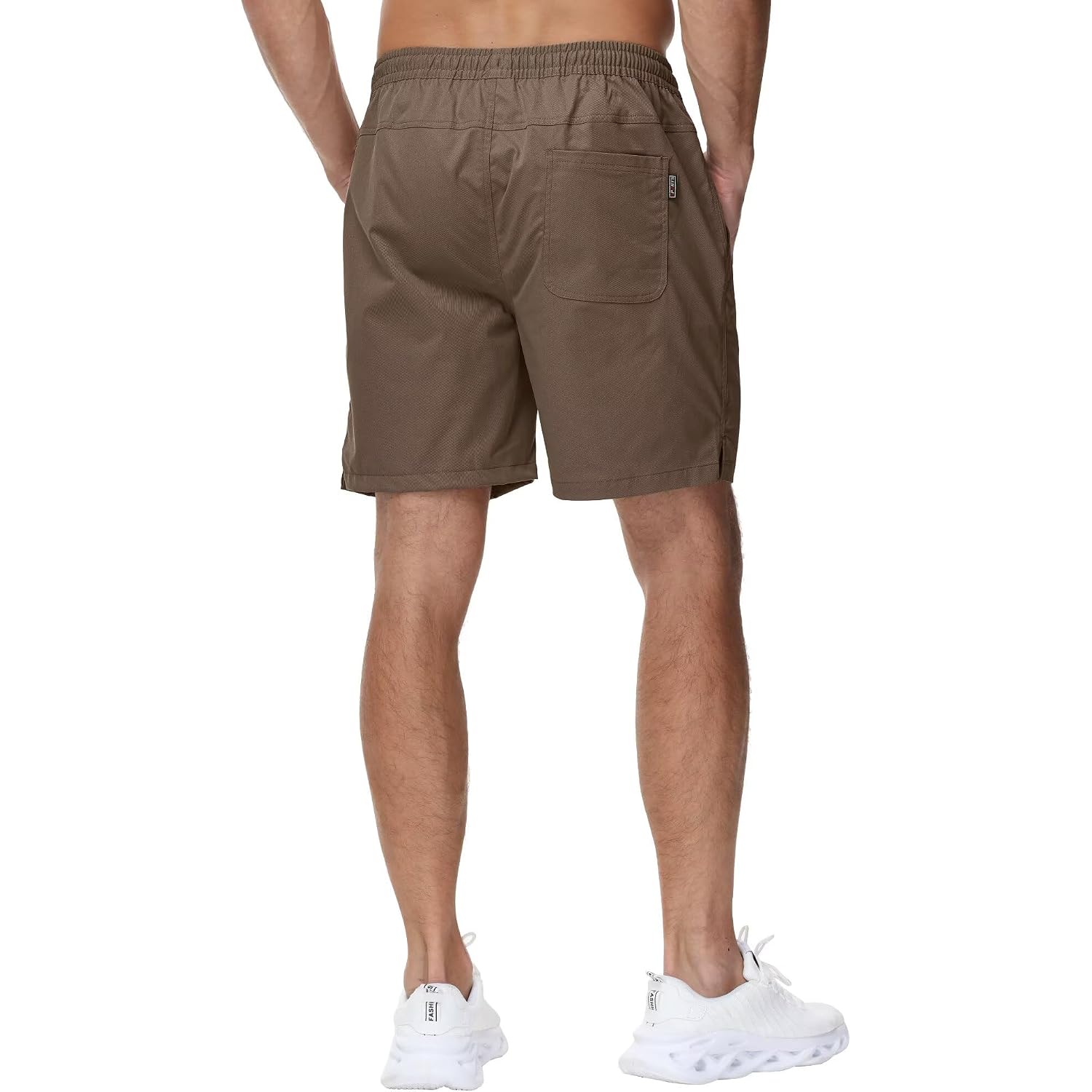 Men'S Casual 7 Inch Shorts Twill Drawstring Summer Beach Stretch Golf Shorts With Zipper Pockets