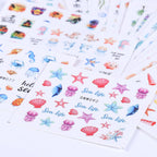 Ocean Nail Stickers Water Decals 24 PCS Marine Life Water Decals for Nails Jellyfish Seashell Turtle Starfish Design DIY Summer Nail Art Decoration Manicure Watermark Supplies for Women