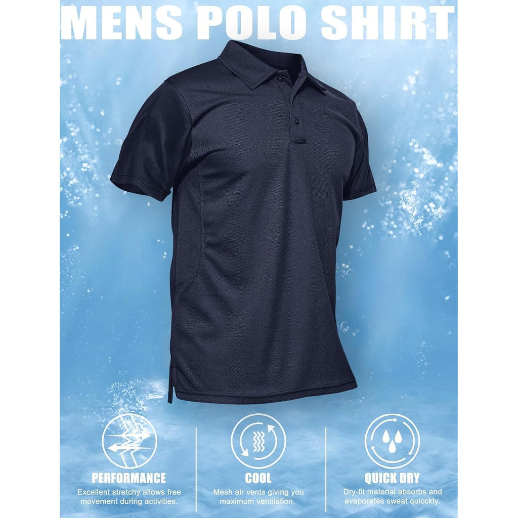 Magcomsen Men'S Polo Shirt Quick Dry Performance Short Sleeve Tactical Shirts Pique Jersey Golf Shirt