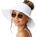 Sun Visor Hats For Women Wide Brim Ponytail Straw Beach Hat Packable Foldable Upf 50+ Floppy Travel Hats