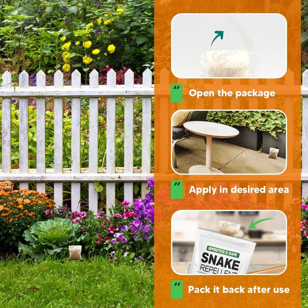 Lebmp Snake Repellent For Yard, Snake Away Repellent For Outdoors, Pet Safe Snakes Repellant, Garden Snake Deterrent, Keep Snakes Out Of Backyard, Garage, House-8 Pouches