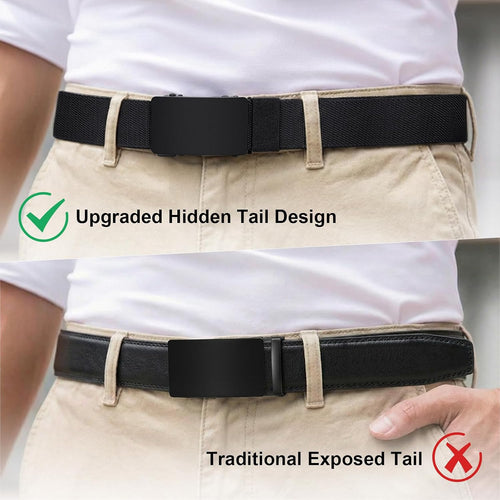 2-Pack 1.5" Stretch Ratchet Belt For Men, Trim To Fit
