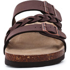 Kidmi Women'S Cork Footbed Sandals With Arch Support Comfortable Slip-On Slide Sandals With Adjustable Buckle For Summer