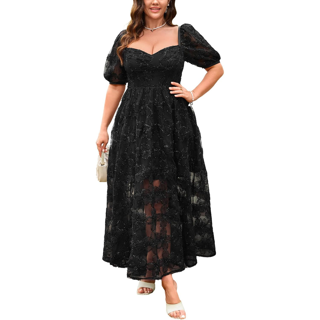 Eywol Formal Wedding Guest Cocktail Floral Embroidered Dress M-3Xl
