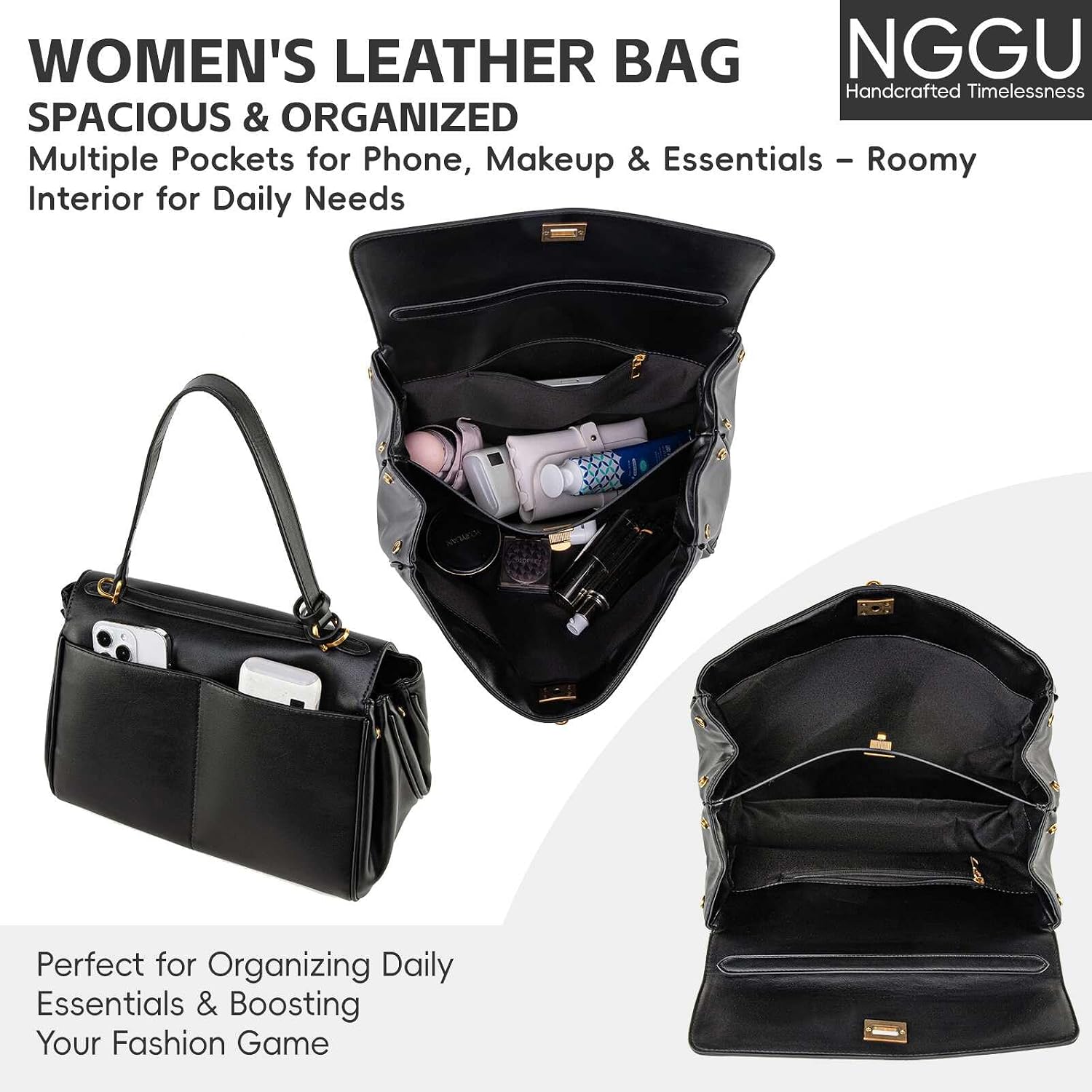 Suede & Leather Tote Bag For Women,Soft Leather Shoulder Handbags For Ladies,Satchel Purse For Travel Work