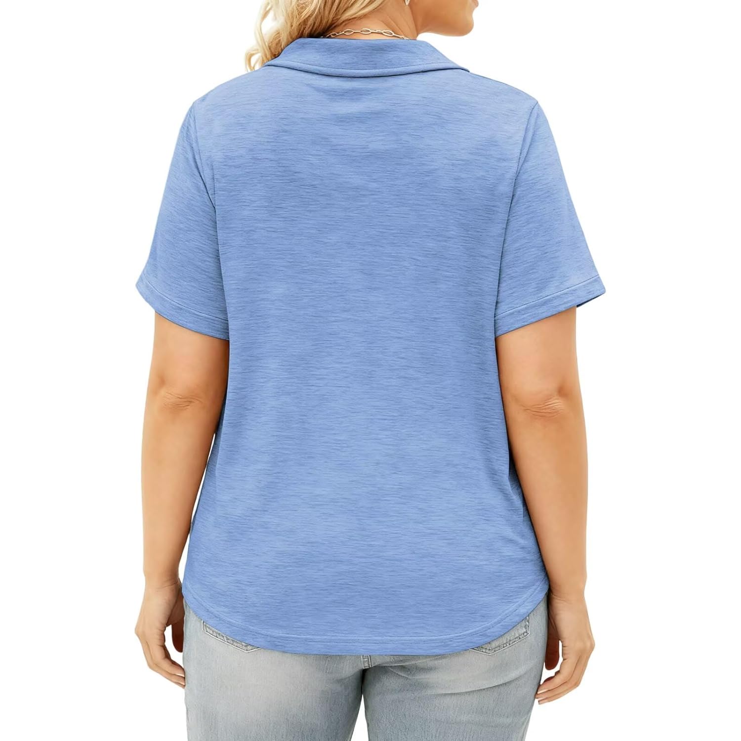 Plus Size Polo Shirts for Women V Neck Collared Shirt Casual Short Sleeve Tops Summer Loose Fit Dressy Tunic Blouses