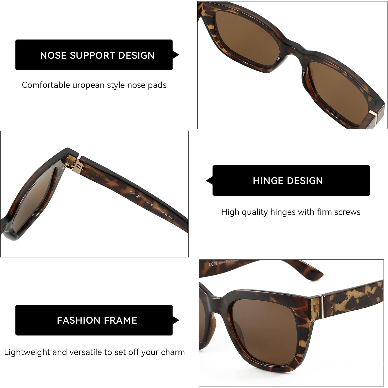 ZENOTTIC Retro Square Polarized Sunglasses for Women Vintage Sun Glasses UV400 Protection Trendy Shades Fashion Style C02 Tortoise Frame Brown Lens