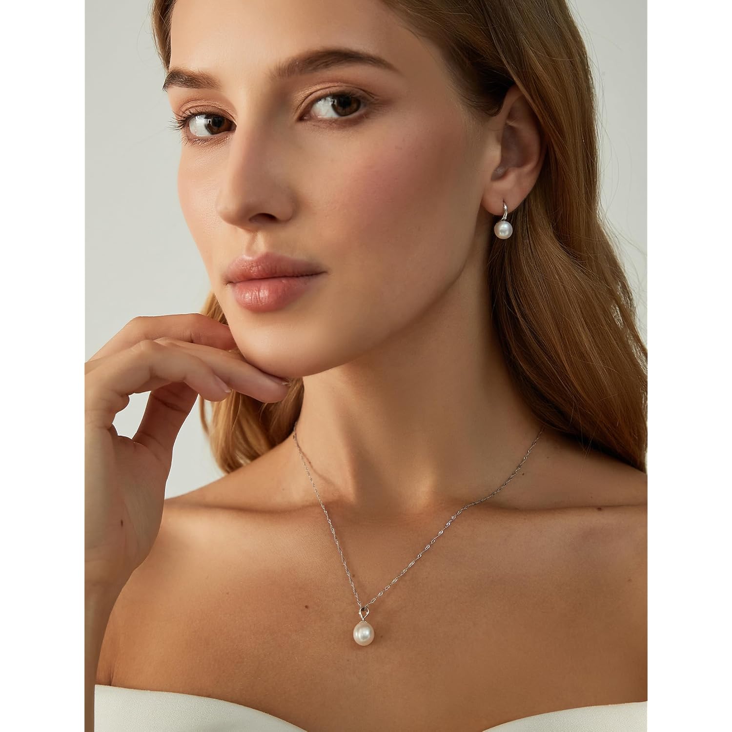 EAMTI Pearl Necklaces for Women Trendy 925 Sterling Silver Freshwater Cultured Single Pearl Necklace Dainty Pendant Necklace
