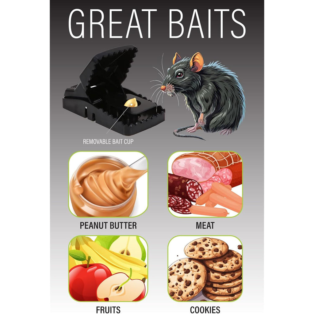Rat Trap Six Pack - Indoor And Outdoor Traps For Mice, Voles, Rats, Chipmunks - Easy To Set, Powerful Snap, Quick Kill - By Guarden