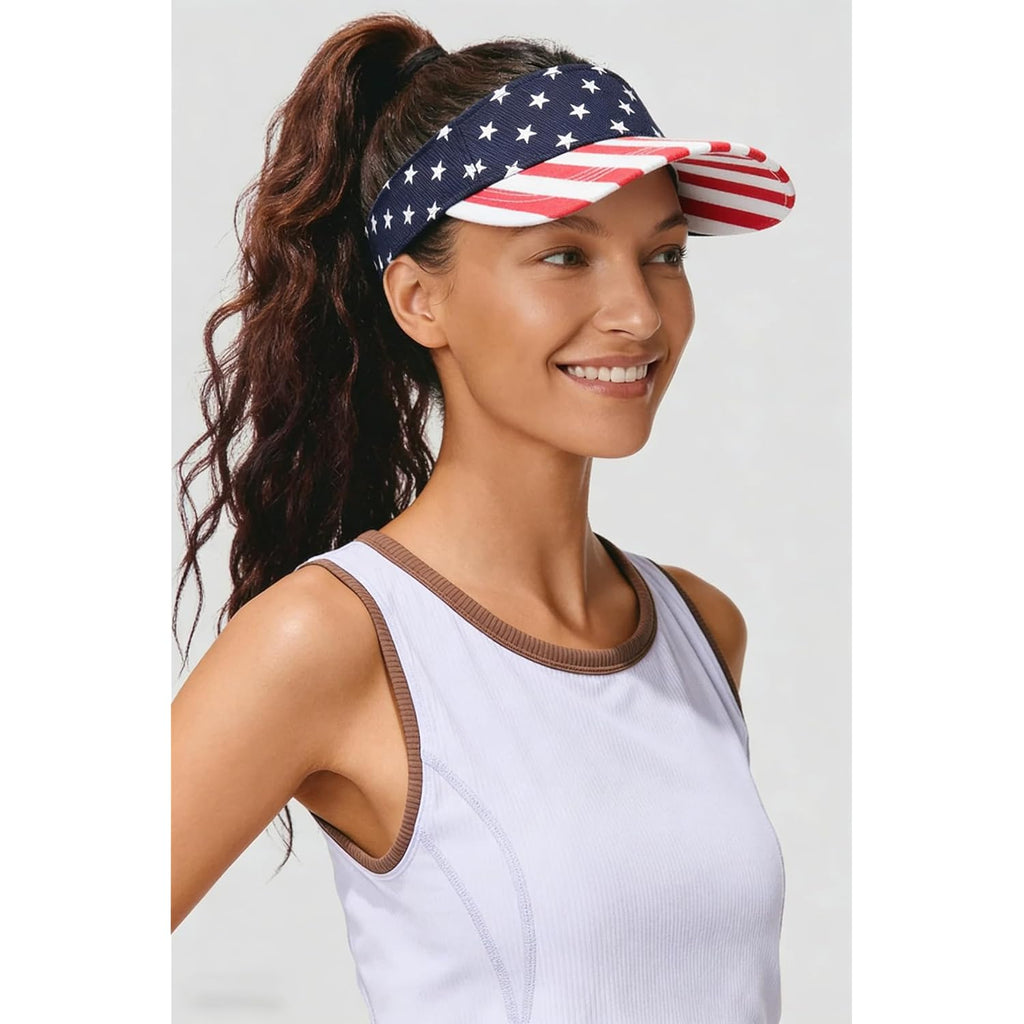 4th of July Sun Visor Hats for Women - Lightweight Structured Quick Dry Adjustable Sports Sun Hat for Running Golf Tennis