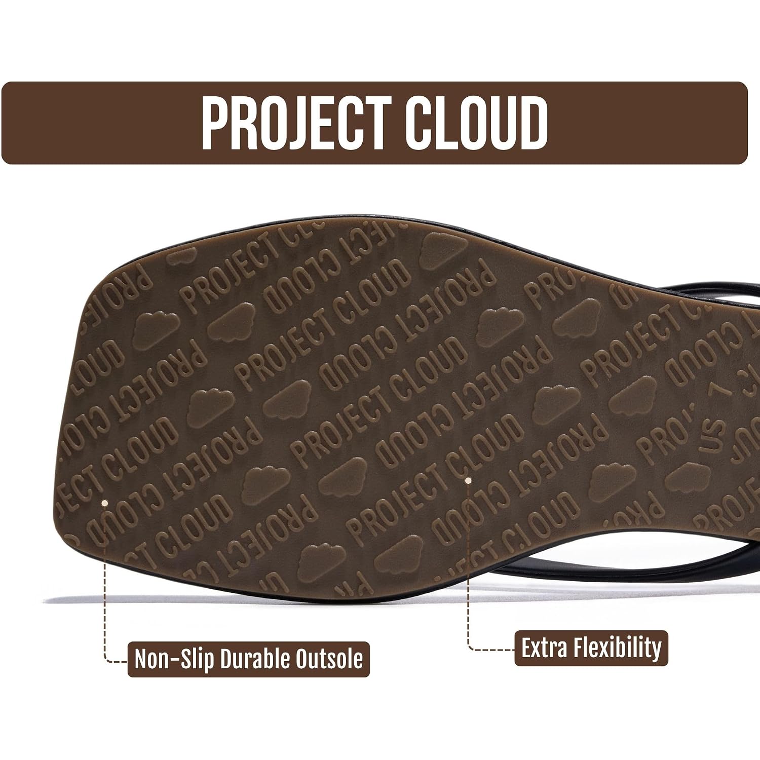 Project Cloud Square Toe Flip Flops For Women Footwear - Non Slip With Memory Foam Insole Beach Essentials Womens Sandals - Lightweight Thong Sandals Women (Dedication)