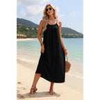 Ofeefan Summer Dresses For Women 2026 Backless Cami Maxi Sundresses Spaghetti Strap Beach Vacation Clothes Swimsuit Coverup