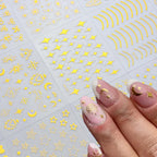 30 Sheets Gold Nail Sticker Star Moon Heart Nail Art Stickers Cute Knot Bow Design 3D Self-Adhesive Nail Decals for Women Girls DIY Nail Art Decoration Accessories