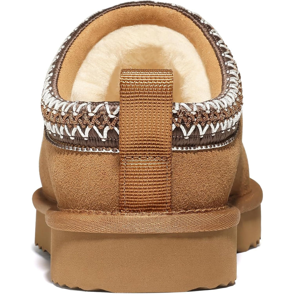 Bebealy Genuine Suede Fuzzy Slippers For Women Winter Warm House Shoes Cozy Mini Boots For Indoor Outdoor
