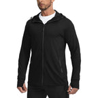 Men'S Upf 50+ Light Jacket Full Zip Sun Protection Hoodie Long Sleeve Sun Shirts For Men Hiking Fishing Zip Pockets