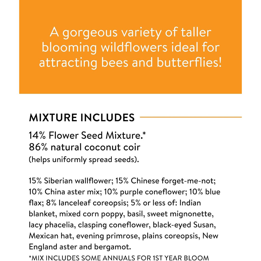 Burpee Wildflower 25,000 Bulk, 1 Bag, 18 Varieties Of Non-Gmo Flower Seeds Pollinator Garden, Pollinator Mix
