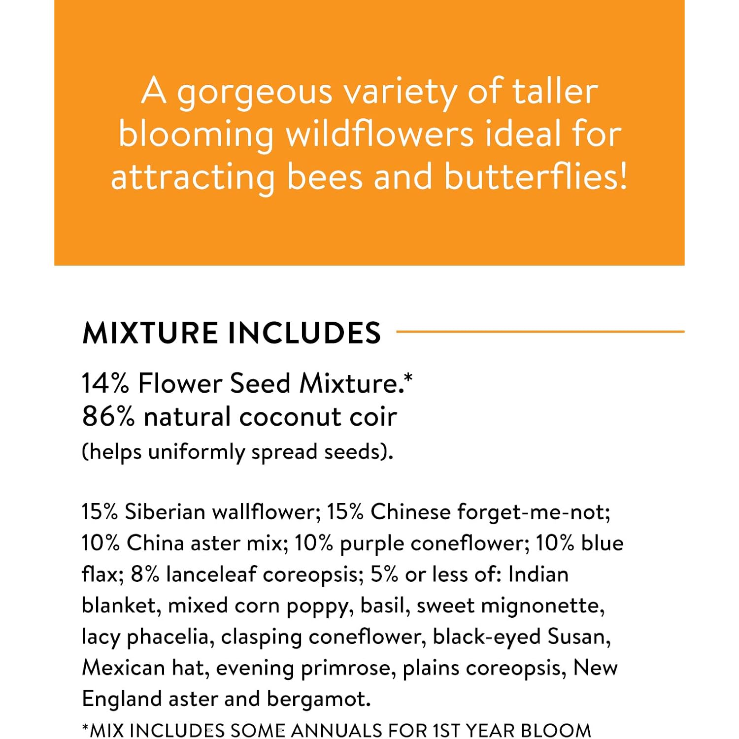 Burpee Wildflower 25,000 Bulk, 1 Bag, 18 Varieties Of Non-Gmo Flower Seeds Pollinator Garden, Pollinator Mix