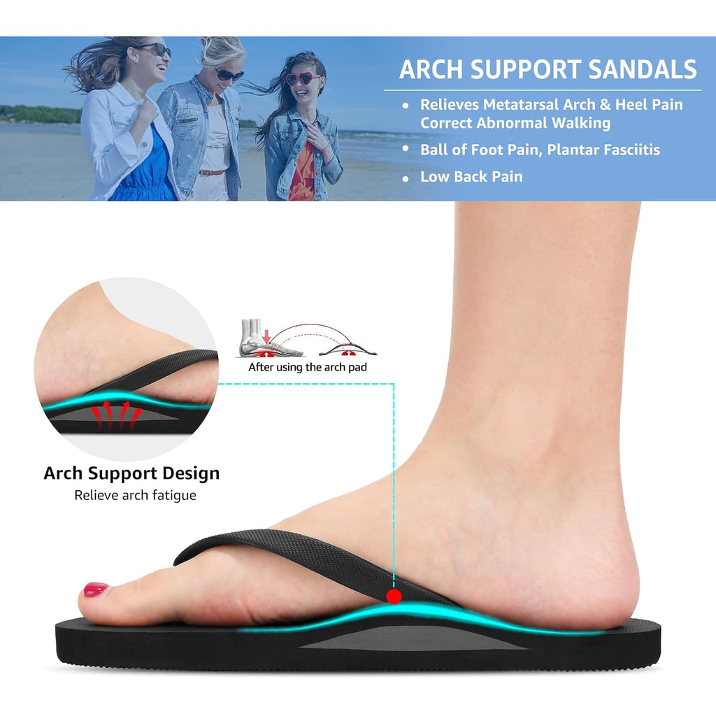 Stq Womens Shower Shoes Pool Beach Flip Flops With Arch Support | Non-Slip, Quick-Dry, Supportive, Lightweight Water-Friendly Eva, Easy To Clean