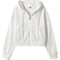 Yimoon Cropped Hoodie Women Zip Up Crop Hoodie Waffle Knit Sweatshirt Jackets