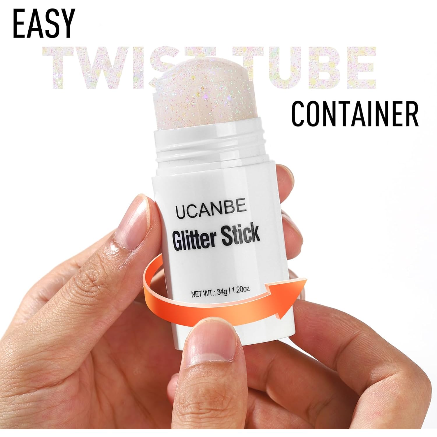 UCANBE White Body Glitter Stick for Singer Concerts Music Festivals, Face Glitter Makeup for Face Body Hair Eyes & Lips, Chunky Glitter Sparkling Mermaid Sequins for Women 1.2OZ