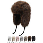 Peicees Winter Fur Hat for Women, Ladies Russian Ushanka Furry Trapper Hat with Warmer Ear Flaps and Glitter Silver Design