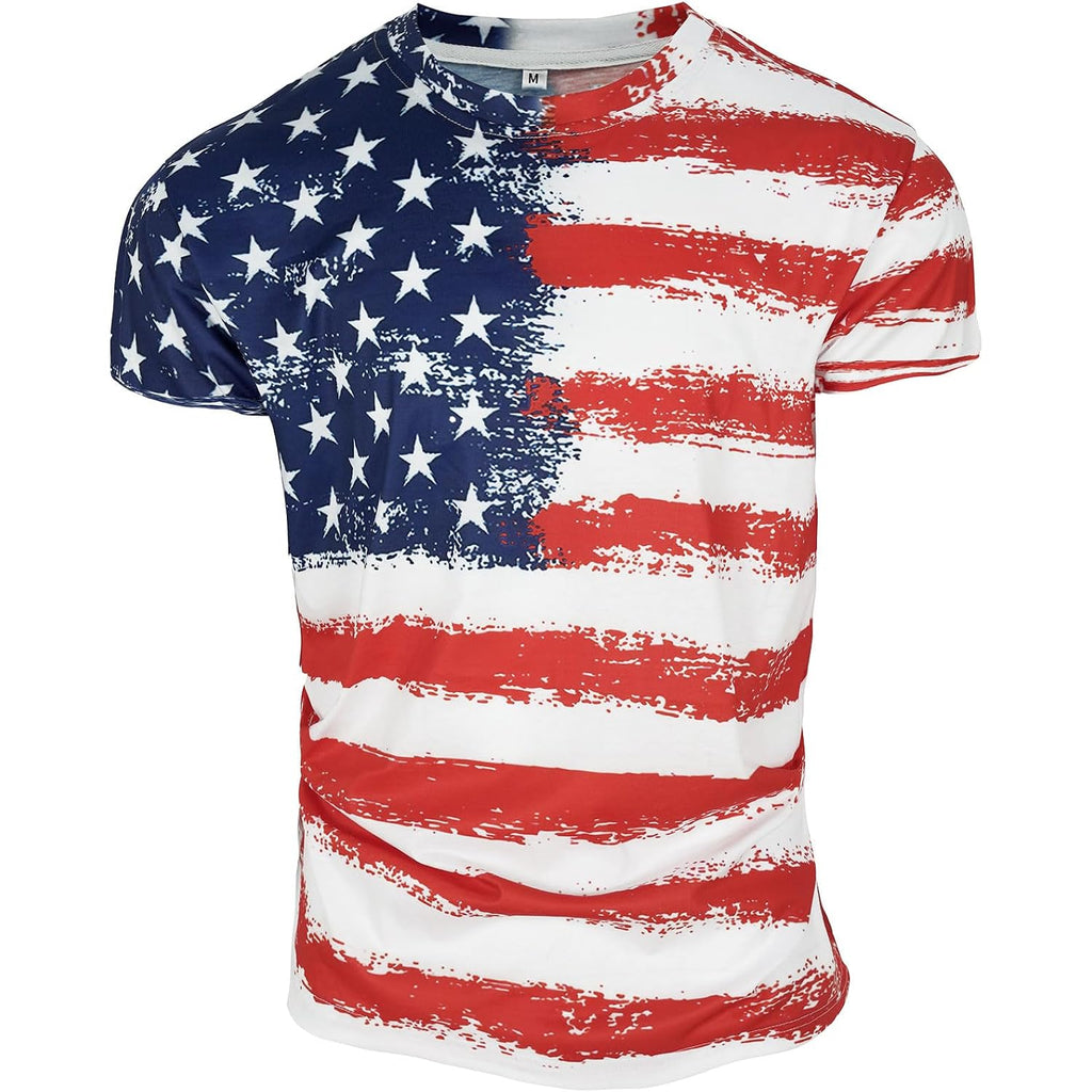 Men'S Short Sleeve Patriotic American Design With Eagle And Flag Premium T-Shirt