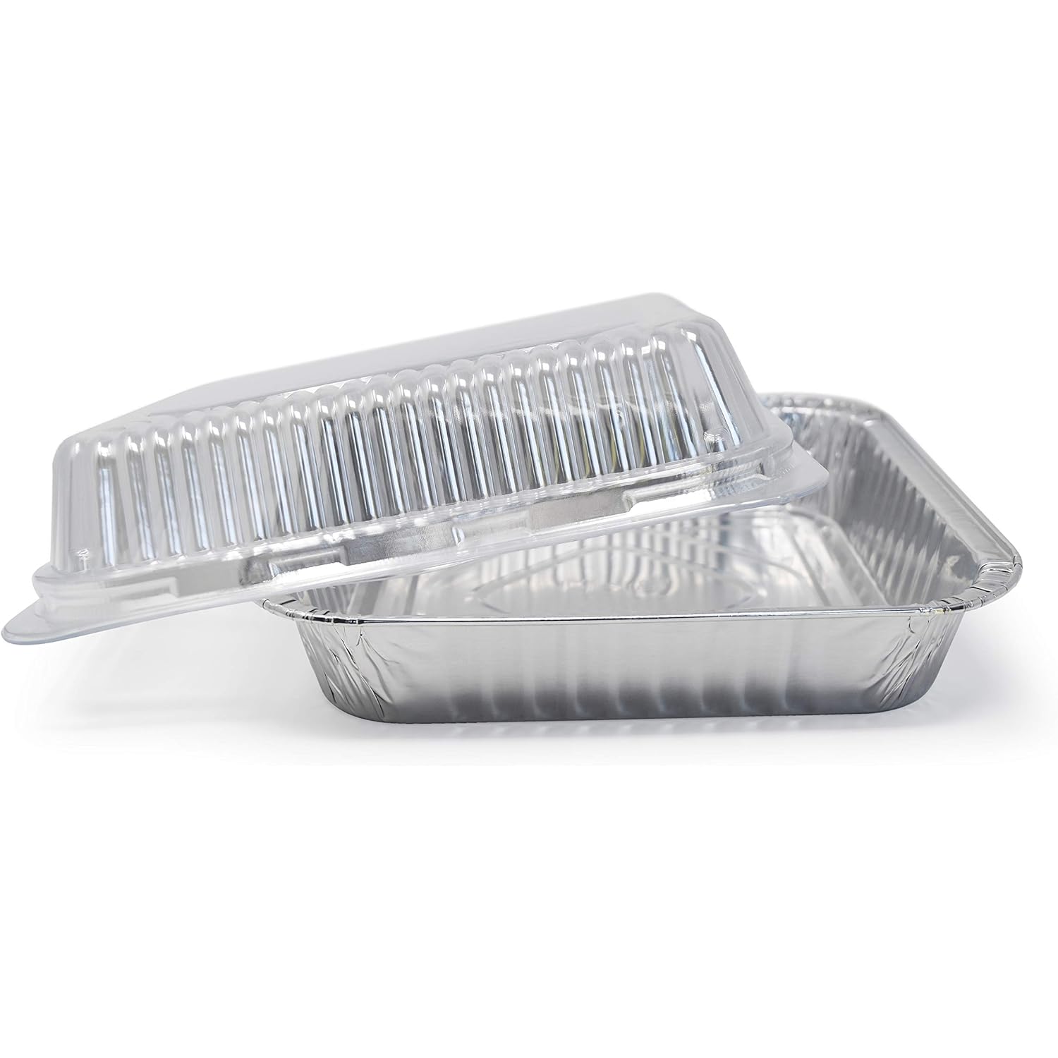 Fig & Leaf (35 Pack) 8” x 8” Square Baking Cake Pans with Plastic Dome Lids | Heavy Duty l Disposable Aluminum Foil Tins l Portable Food Containers l Perfect for Roasting Oven Toaster Cooking