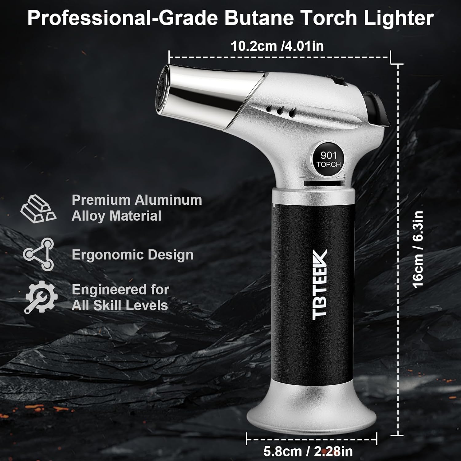 Butane Torch, Kitchen Torch Cooking Torch With Safety Lock & Adjustable Flame For Cooking, Bbq, Baking, Brulee, Creme, Diy Soldering(Butane Not Included)