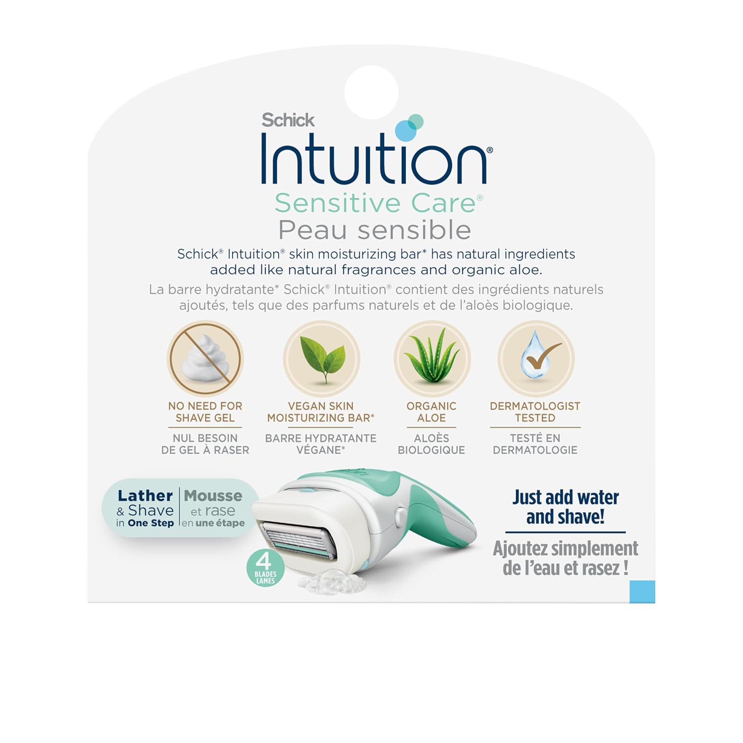 INTUITION Schick Refill, Razors for Women Sensitive Skin | Intuition Razor Blades Refill with Organic Aloe, Razor Refills , 6 Count (Pack of 1)