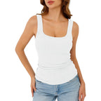 GKBK Womens Tank Tops Scoop Neck Sleeveless Ribbed Tank Summer Basic Thick Strap Slim Fitted Racerback Tops