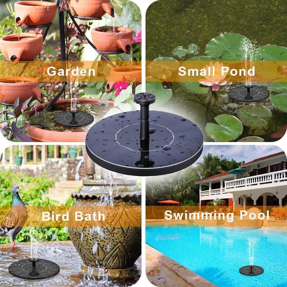 Solar Fountain Water Pump For Bird Bath, New Upgraded Mini Solar Powered Fountain Pump 1.5W Free Standing Solar Panel Kit Water Fountain For Garden, Pond, Pool, And Outdoor
