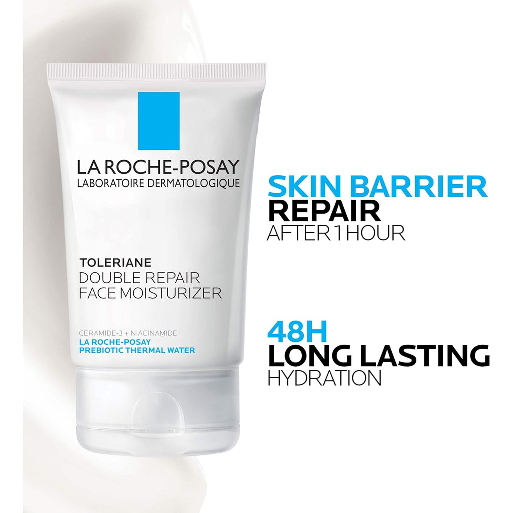 Toleriane Double Repair Face Moisturizer, Daily Moisturizer Face Cream With Ceramide And Niacinamide For All Skin Types