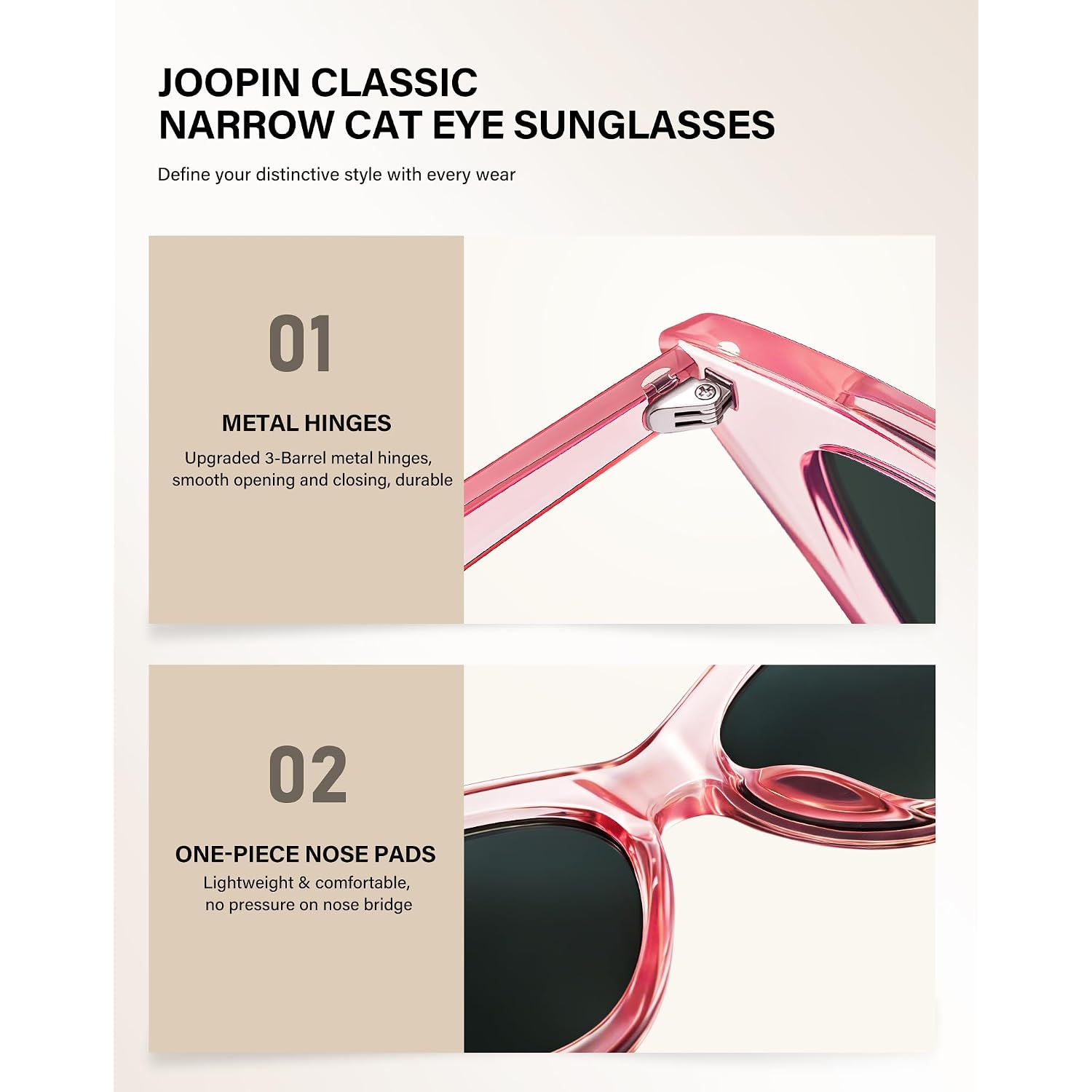 Joopin Polarized Cat Eye Sunglasses for Women Vintage Cateye Sun Glasses UV400 Protection A13-pink Mirrored Pink