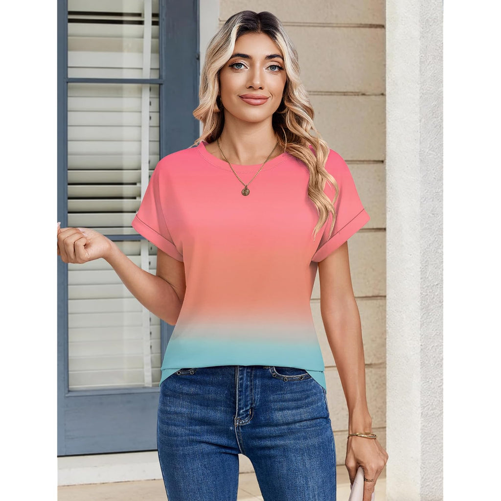 Zeagoo Womens Tops Short Sleeve Cute Summer Blouses Crew Neck Dressy Casual T Shirts Work Clothes S-2XL