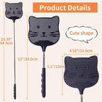 2 Pack Extendable Fly Swatter, 25 Inch Long Handle Flyswatters, Plastic Heavy Duty Fly Swatters Manual For Indoors Patio Garden And Outdoors Black