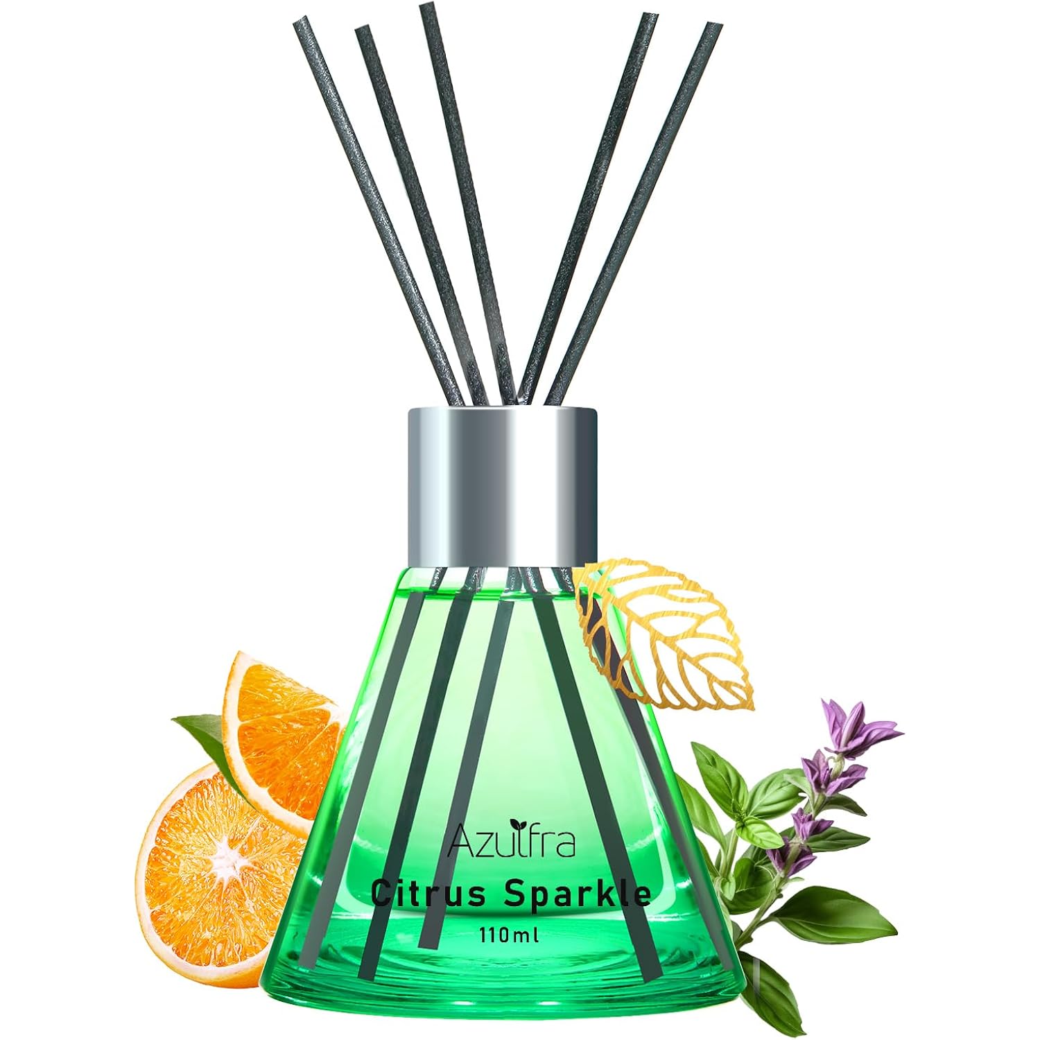 Reed Diffuser Set For Home, Citrus Scented Diffuser With 6 Diffuser Sticks, Home Fragrance Scent Essential Oil Stick Diffuser For Christmas Shelf Decor,3.4 Oz