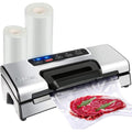 Potane Precision Vacuum Machine,Pro Food Sealer With Built-In Cutter And Bag Storage(Up To 20 Feet Length), Both Auto Manual Options,2 Modes,Includes 2 Bag Rolls 11”X16’ And 8”X16’,Compact Design