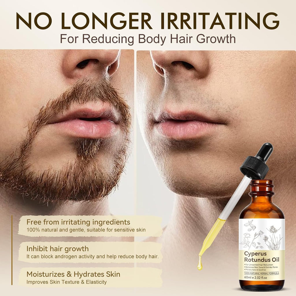 Cyperus Rotundus Oil, Natural For Reducing Body Hair Growth, Cyperus Rotundus Oil For Hair Removal, Reduces Unwanted Hair Growth, Reducing Body Hair Growth, Shrink Pores - 2.02 Fl Oz
