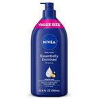 Nivea Essentially Enriched Body Lotion For Very Dry Skin With Hyaluronic Acid, Almond Oil And Deep Nourishing Serum, 72-Hour Body Moisturizer, 33.8 Fl Oz Value Size Pump Bottle