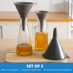 Plastic Kitchen Funnel Set Of 3, Round Kitchen Funnels For Filling Bottles, Durable And Multifunctional Funnels For Filling Canning, Cooking, Lab Or Car Oil (Gray)