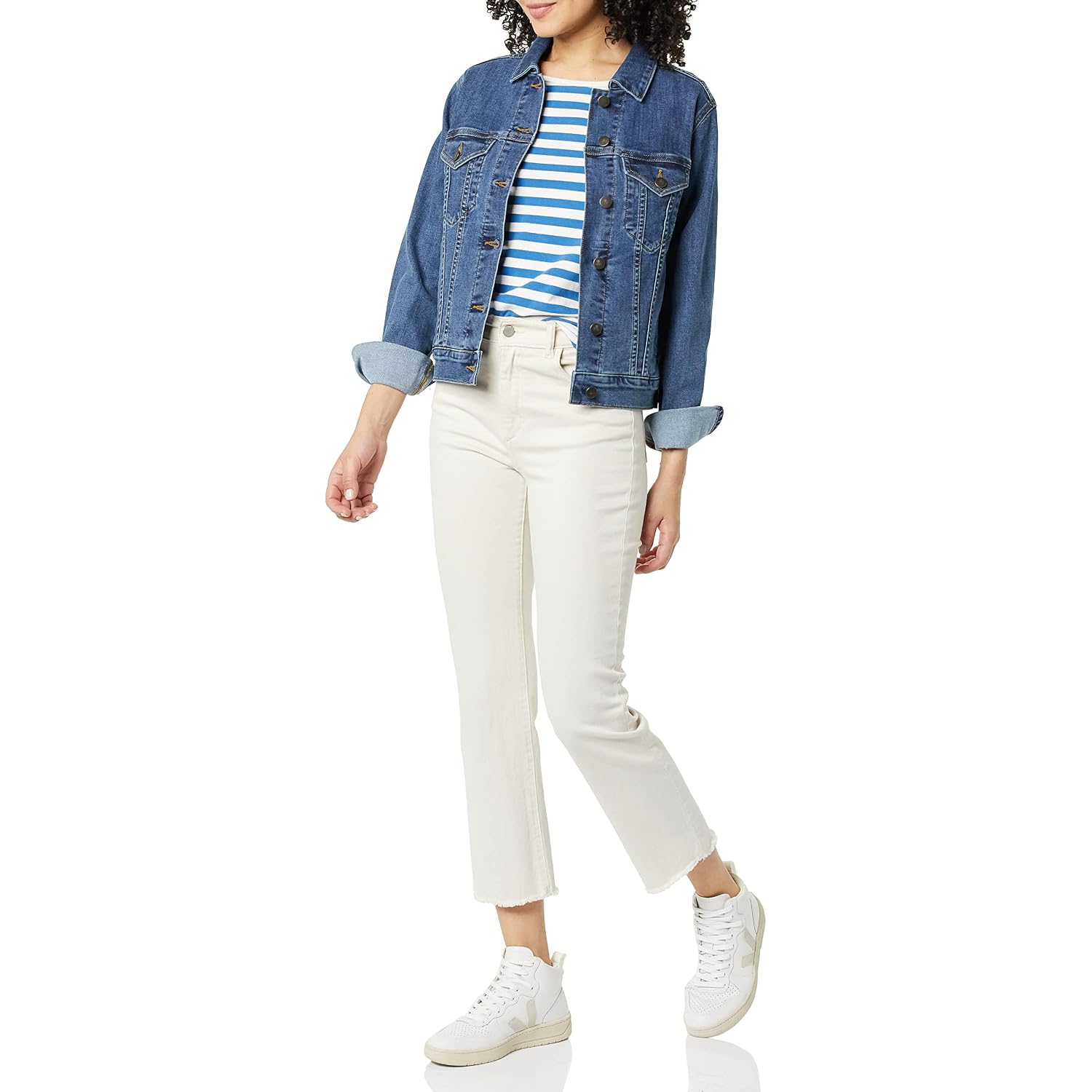 Amazon Essentials Women'S Regular-Fit Denim Jean Jacket (Available In Plus Size)