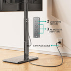 Wali Floor Tv Stand With Power Outlet, Tall Tv Stand Mount For 32-75 Inch Tv Up To 110 Lbs, Swivel And Height Adjustable Tv Stands With Wood Base For Bedroom, Living Room(Tvdvd-7P), Black